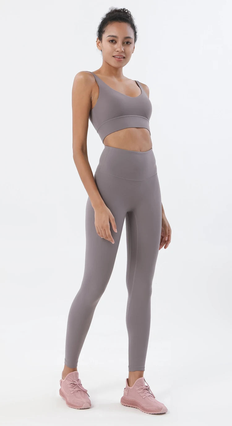 Nylon Tracksuit Sports Suit Bra Leggings Lounge Wear Crop Top