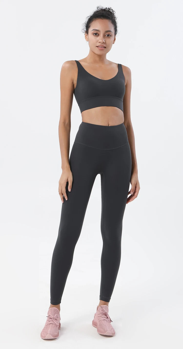 Nylon Tracksuit Sports Suit Bra Leggings Lounge Wear Crop Top