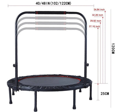 Foldable Mini Trampoline with Optional Adjustable Handrail