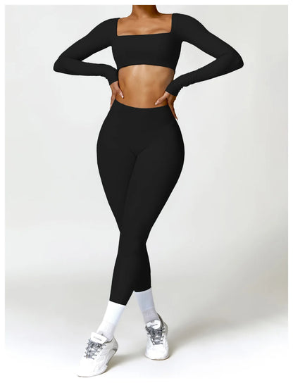 Tracksuit Yoga Set 2PCS Sportswear Crop Top Sports Suit