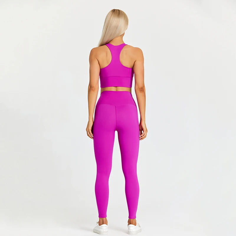 2 Piece Racerback Padded Crop Top High Waist Yoga Leggings