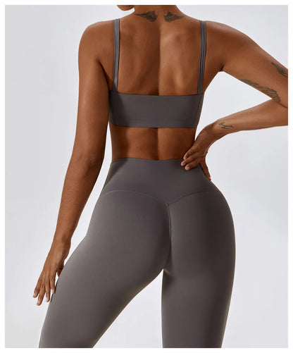 2PCS Nude Feeling Tracksuit Push Up Sport Bra Leggings