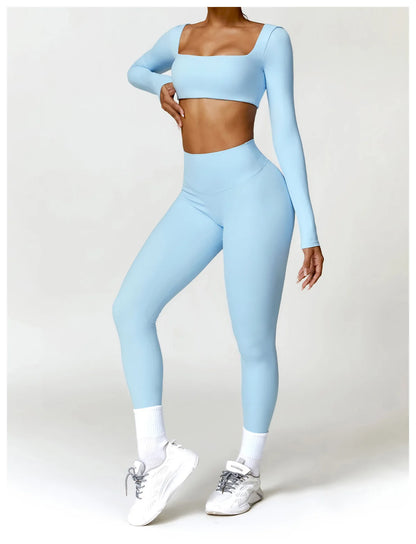 Tracksuit Yoga Set 2PCS Sportswear Crop Top Sports Suit