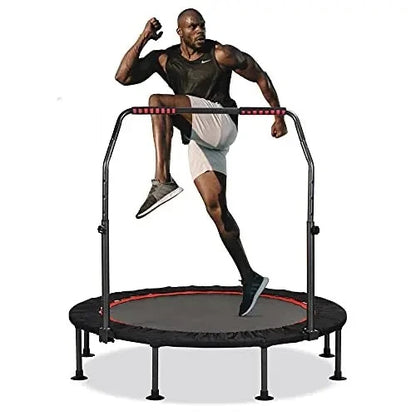 Foldable Mini Trampoline with Optional Adjustable Handrail