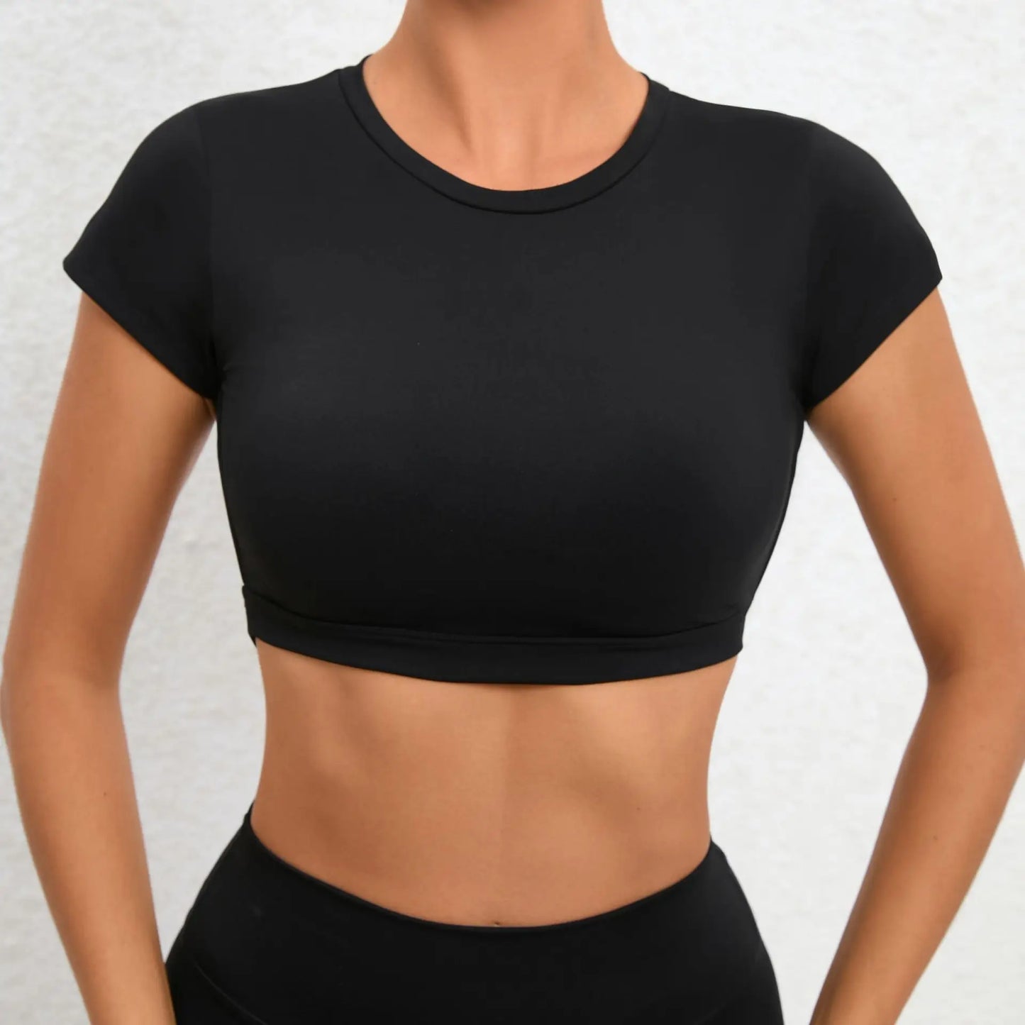 Hollow Beauty Back Crop Top Short Sleeve Running T-shirts