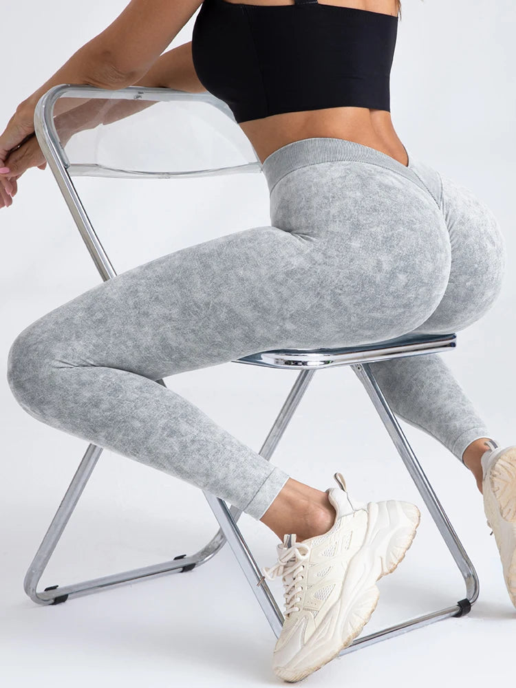 Push Up High Waist Athletic Pants Seamless Sand Washed Leggings