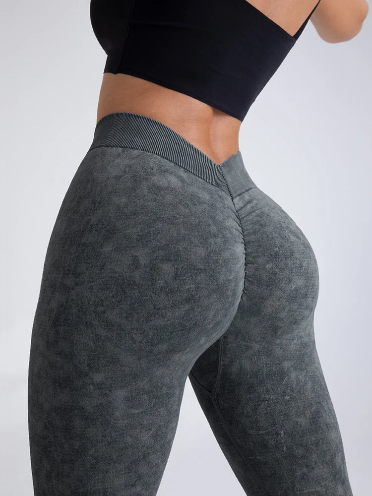 Push Up High Waist Athletic Pants Seamless Sand Washed Leggings