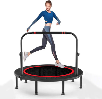 Foldable Mini Trampoline with Optional Adjustable Handrail