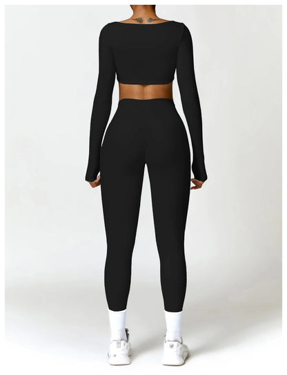 Tracksuit Yoga Set 2PCS Sportswear Crop Top Sports Suit