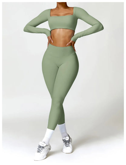 Tracksuit Yoga Set 2PCS Sportswear Crop Top Sports Suit