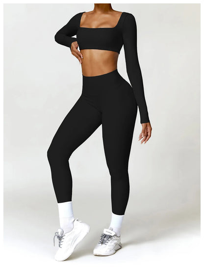 Tracksuit Yoga Set 2PCS Sportswear Crop Top Sports Suit