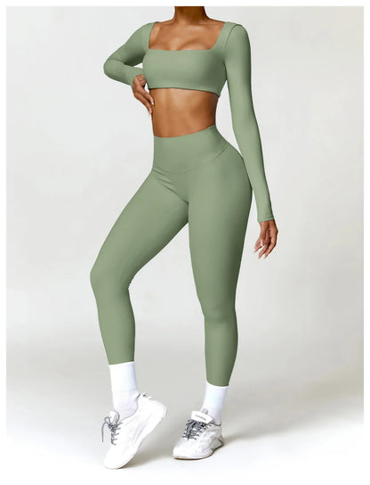 Tracksuit Yoga Set 2PCS Sportswear Crop Top Sports Suit