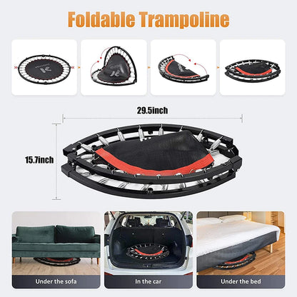 Foldable Mini Trampoline with Optional Adjustable Handrail