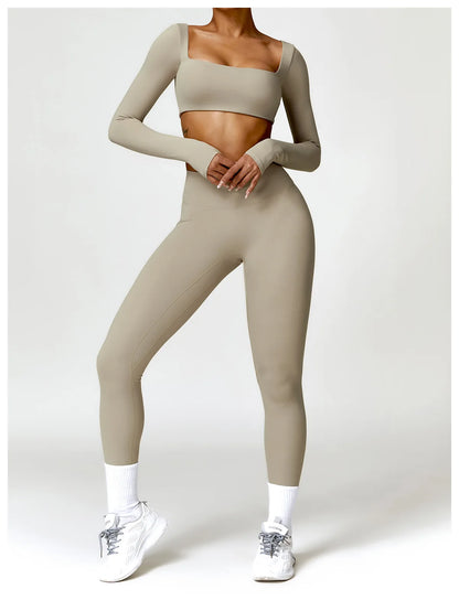 Tracksuit Yoga Set 2PCS Sportswear Crop Top Sports Suit